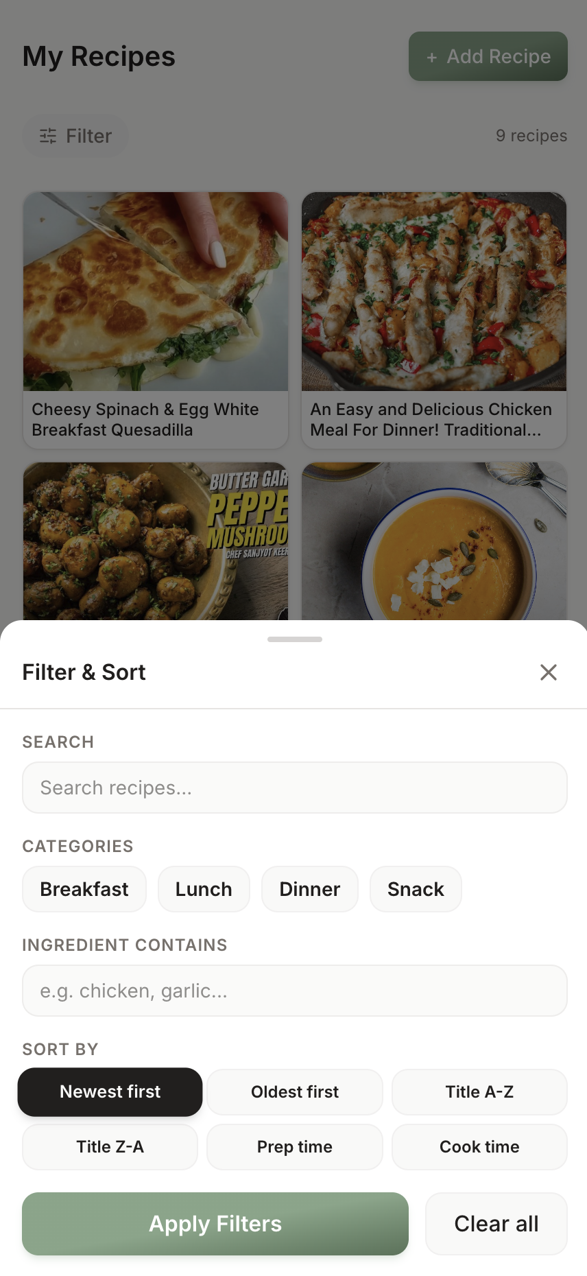 Provyuh — save and organize recipes